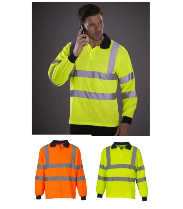 Yoko YK016 Hi Vis Long Sleeve Polo Shirt